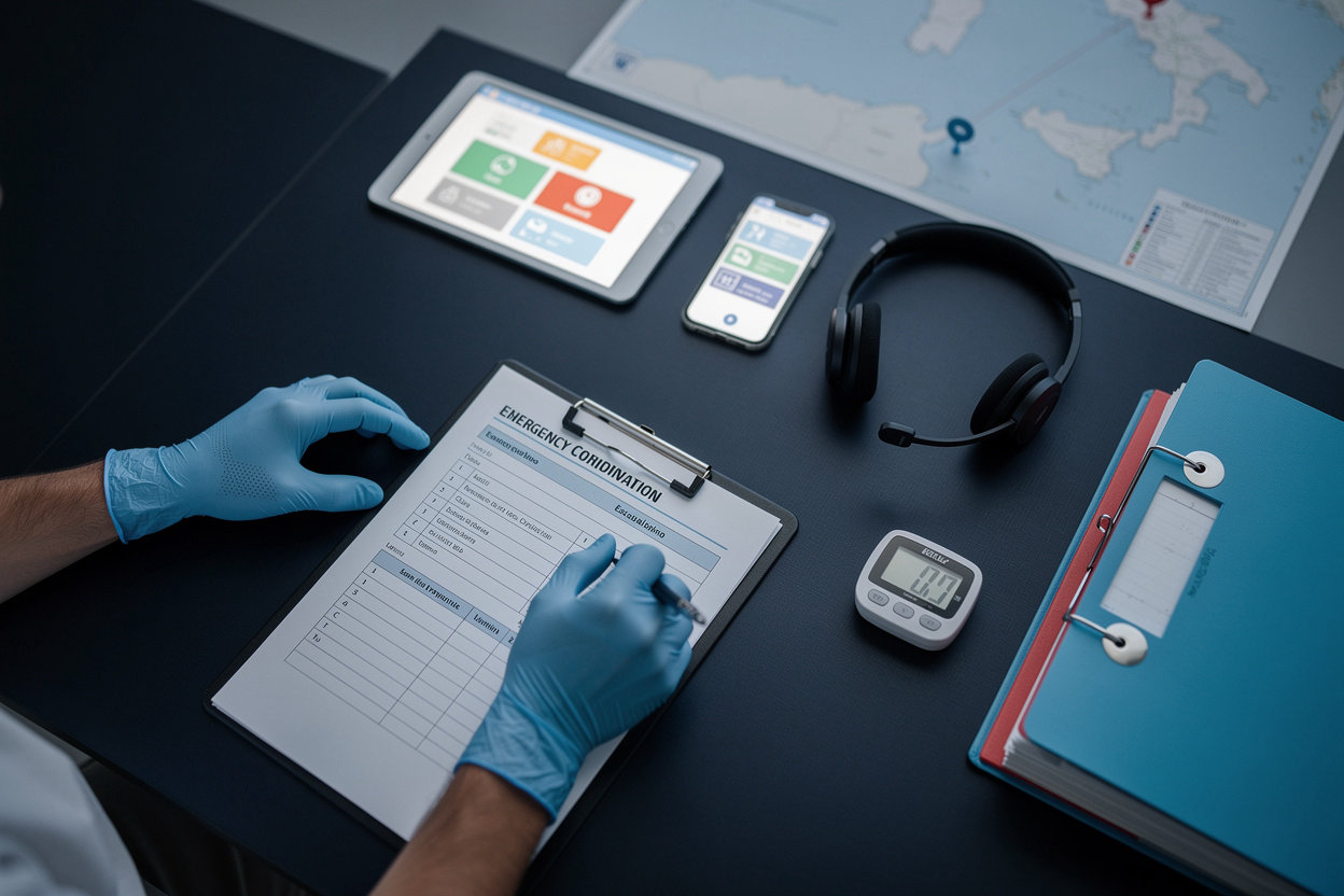 Stand By Team Crionica Italia professional standby coordination team responding to emergency cryonics procedures with organized logistics and rapid response capability